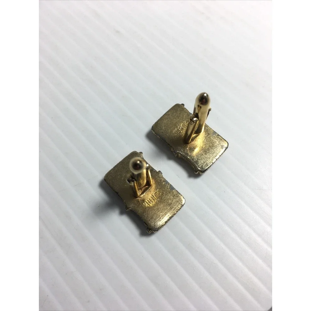 Mens Vintage Cufflinks Signed Swank Gold Rectangle